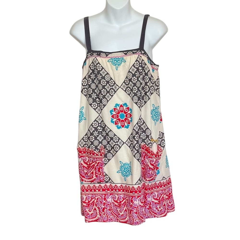 Billabong Mixed Print Cotton Bohemian Mini Dress Size Medium